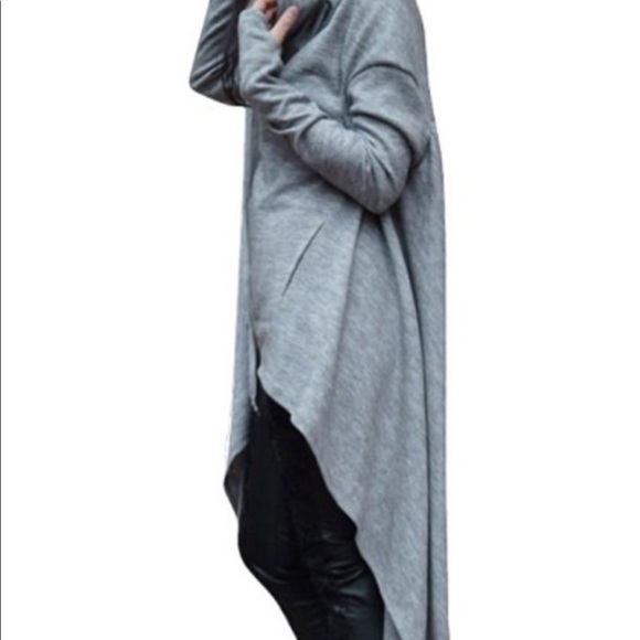 Drawstring hoodie high low hem. - Picture 4 of 11